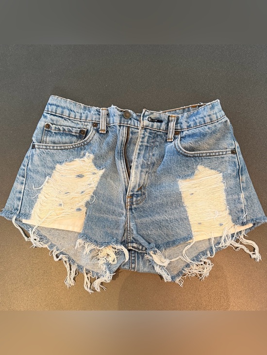 Furst Of A Kind Pants - High-Rise Distressed Light Blue Denim Shorts - Women's Jean Shorts